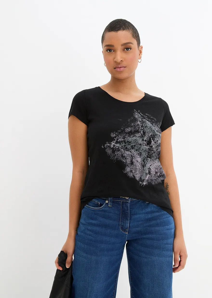 Baumwoll Flammgarn-Shirt, Kurzarm