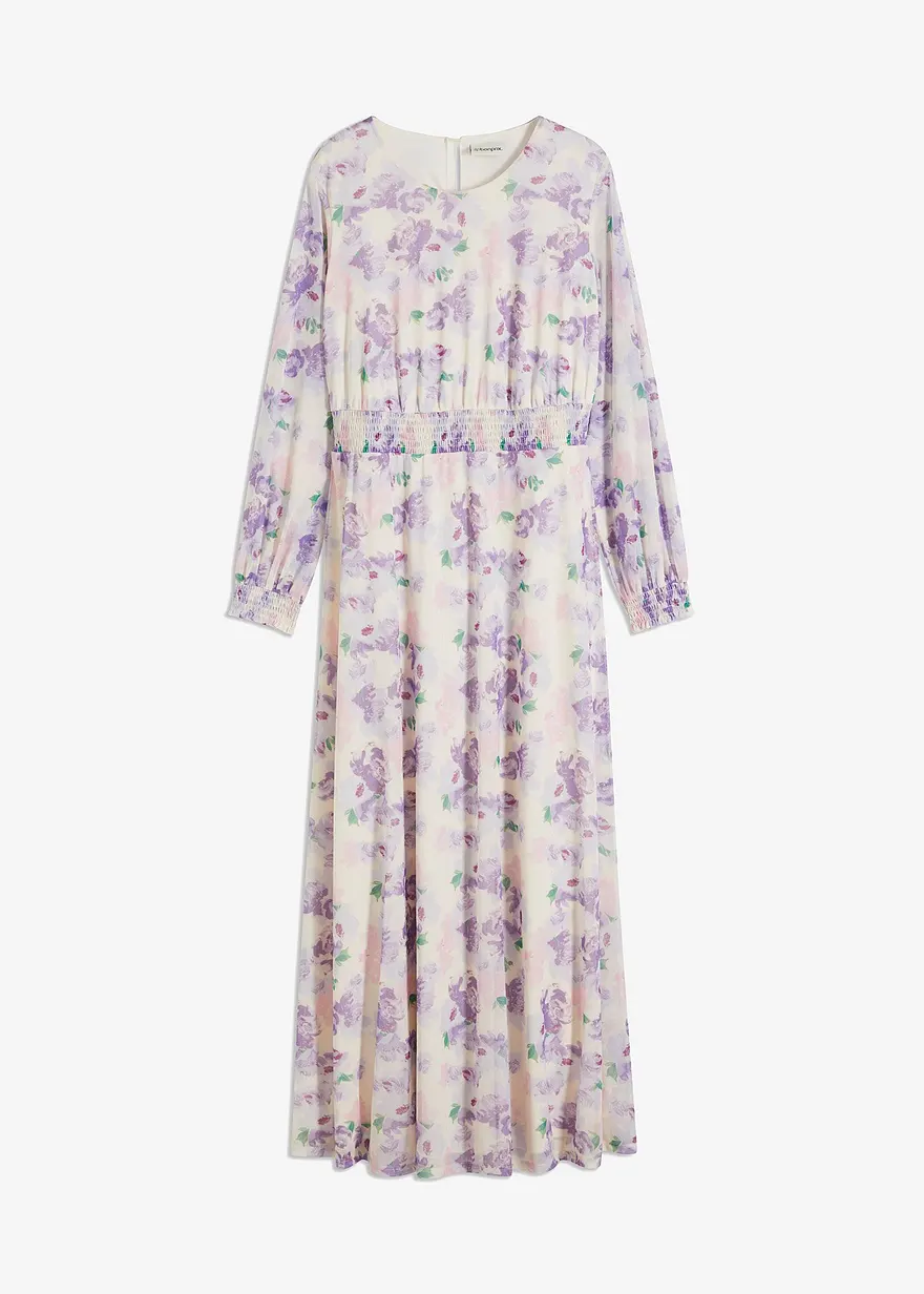 bedrucktes Mesh-Maxikleid