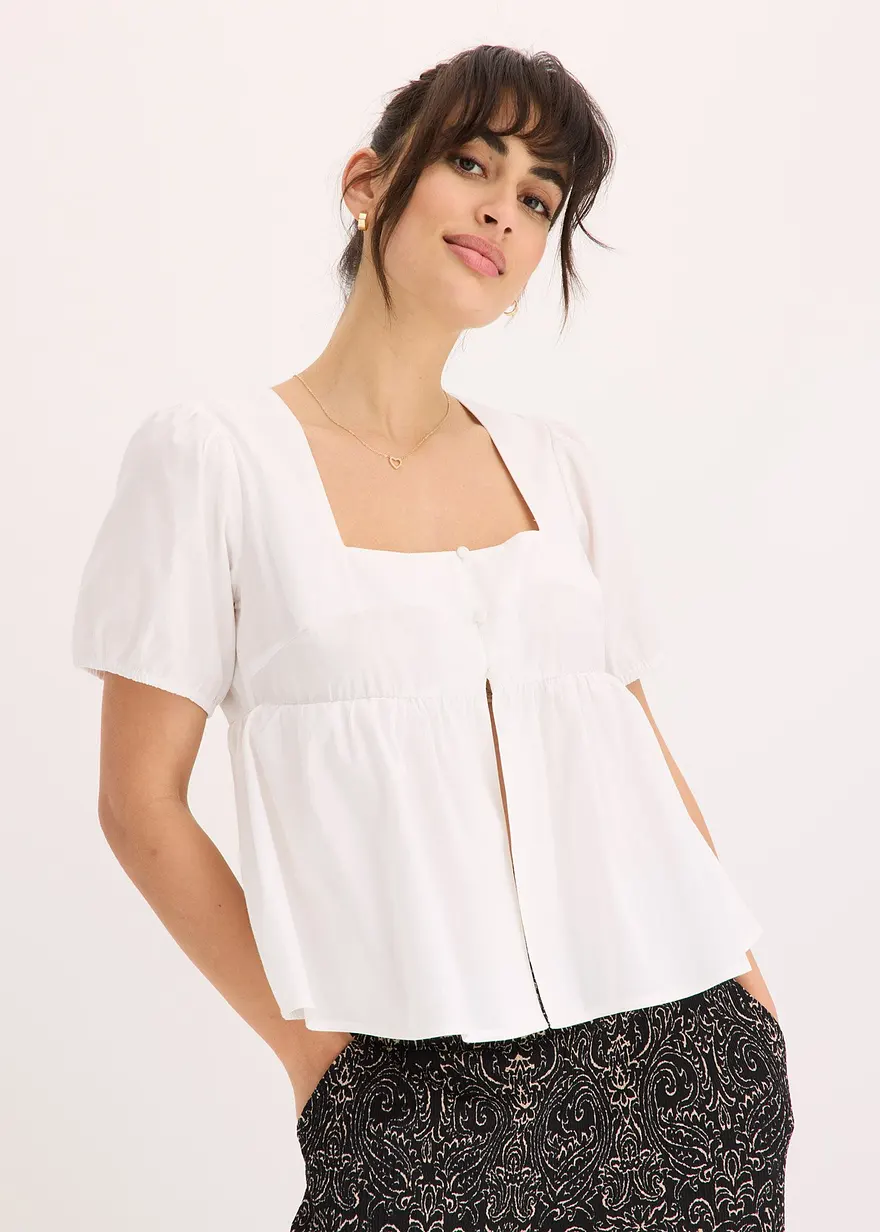 Bluse mit Puffärmeln und Knöpfen