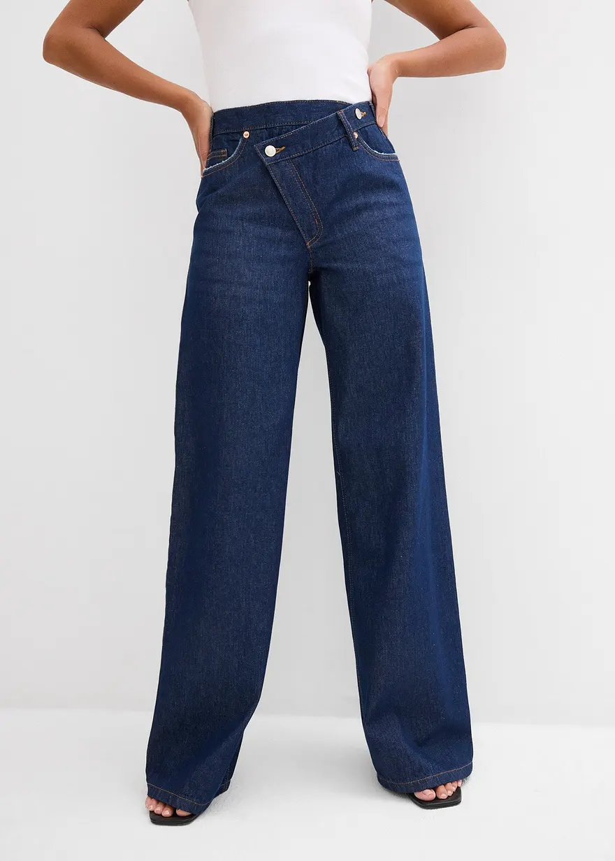 Wide-Leg-Jeans Mid Waist, Low Stretch