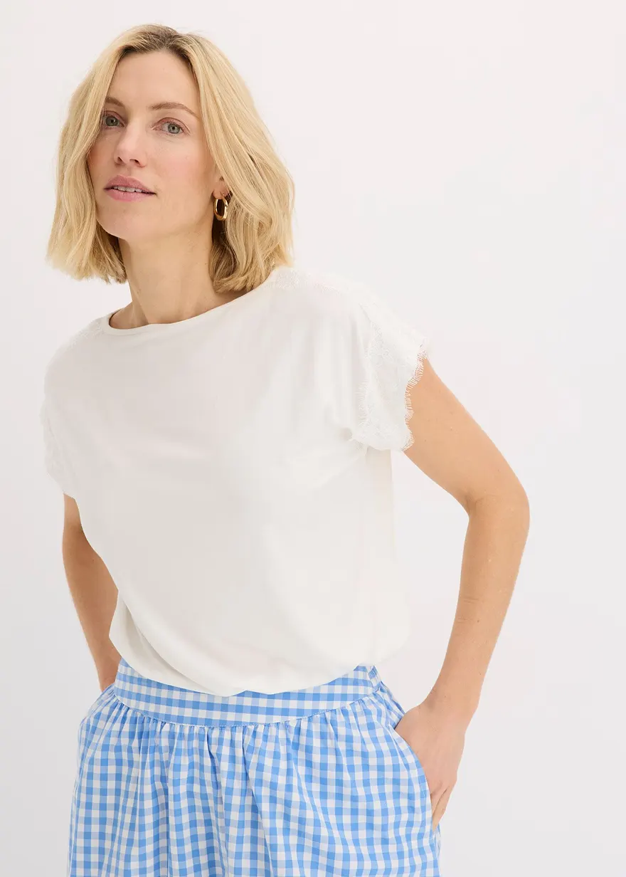 Viskose Shirt mit Spitze