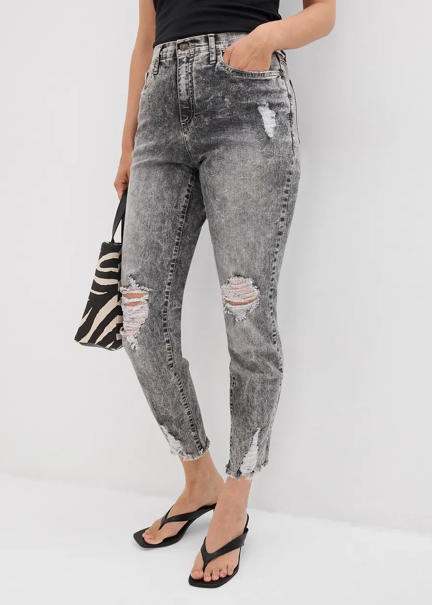 Mom-Jeans High Waist mit Destroy-Effekten