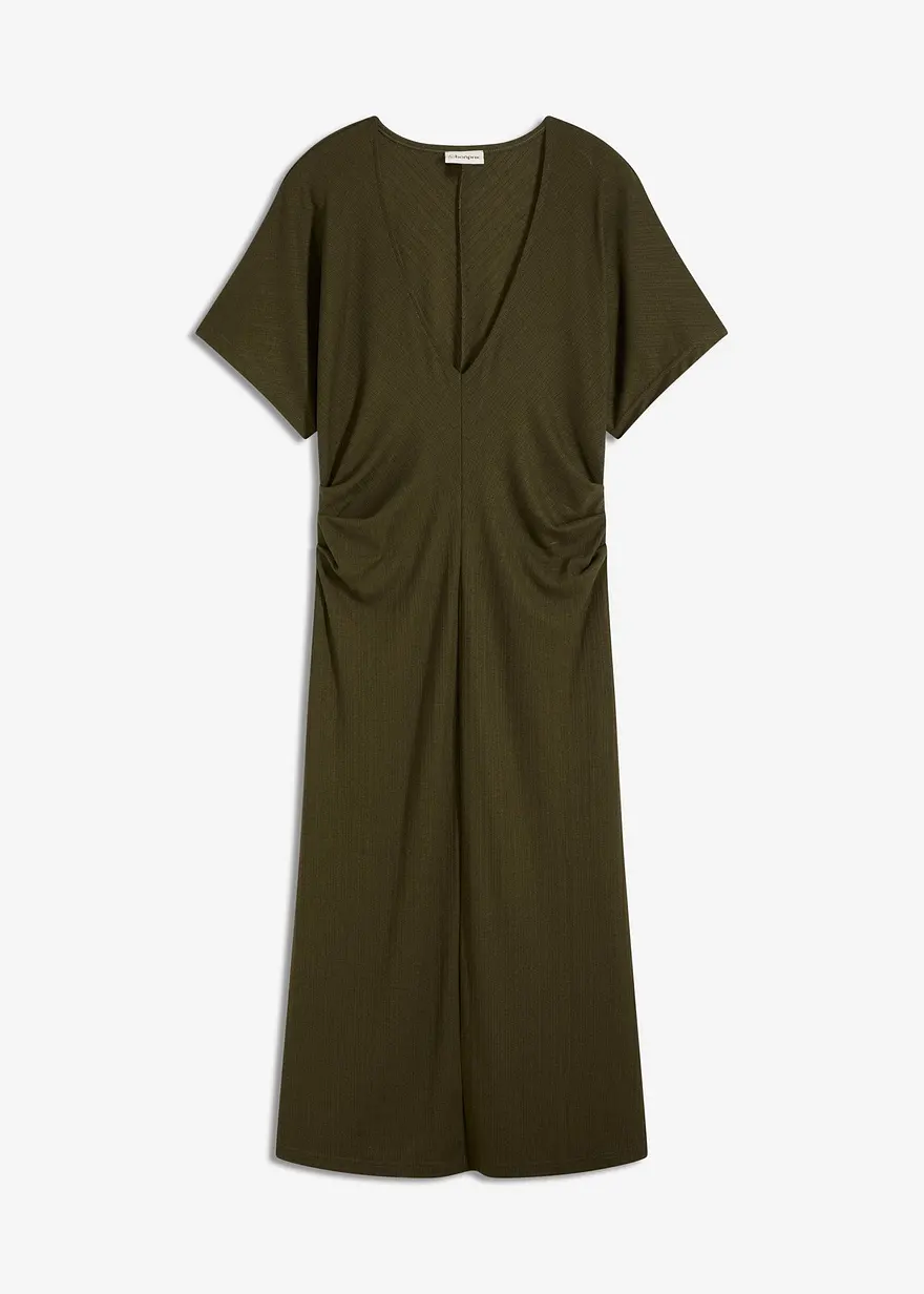 Rippkleid aus Jersey mit seitlicher Raffung