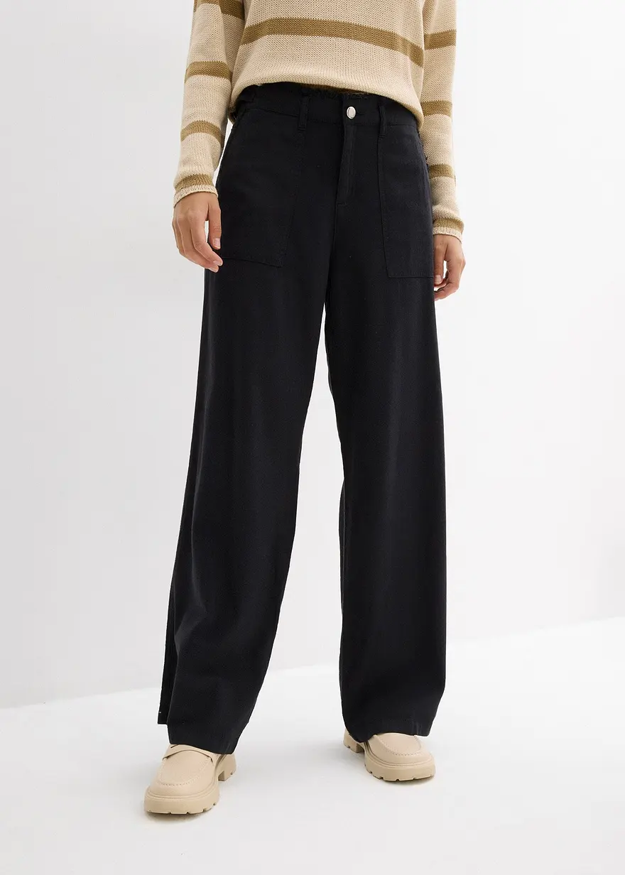 Marlenehose aus luftigem Leinen-Mix