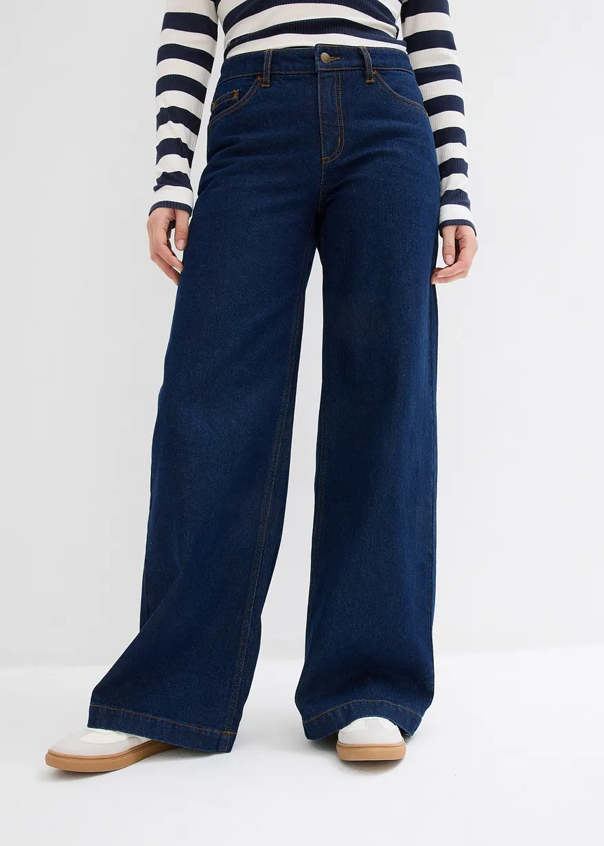 Wide-Leg-Jeans, Mid Waist, Full Length