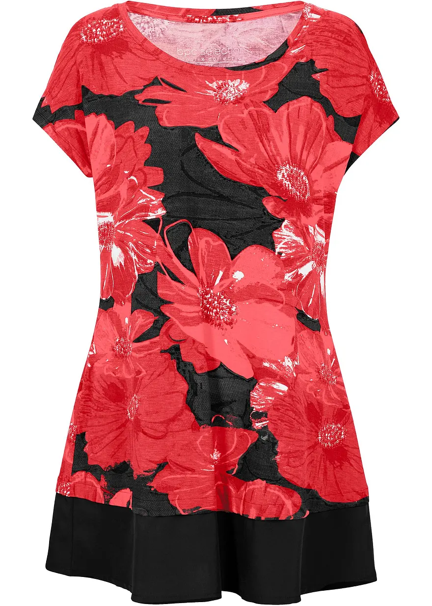Long-Shirt mit Chiffon