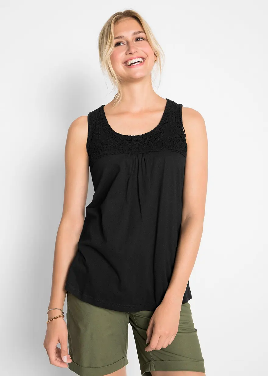 Baumwoll Longtop mit Spitze