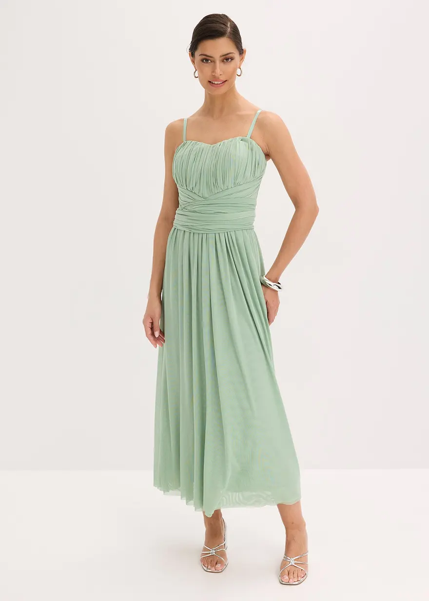 Maxikleid aus Mesh mit Tragevarianten