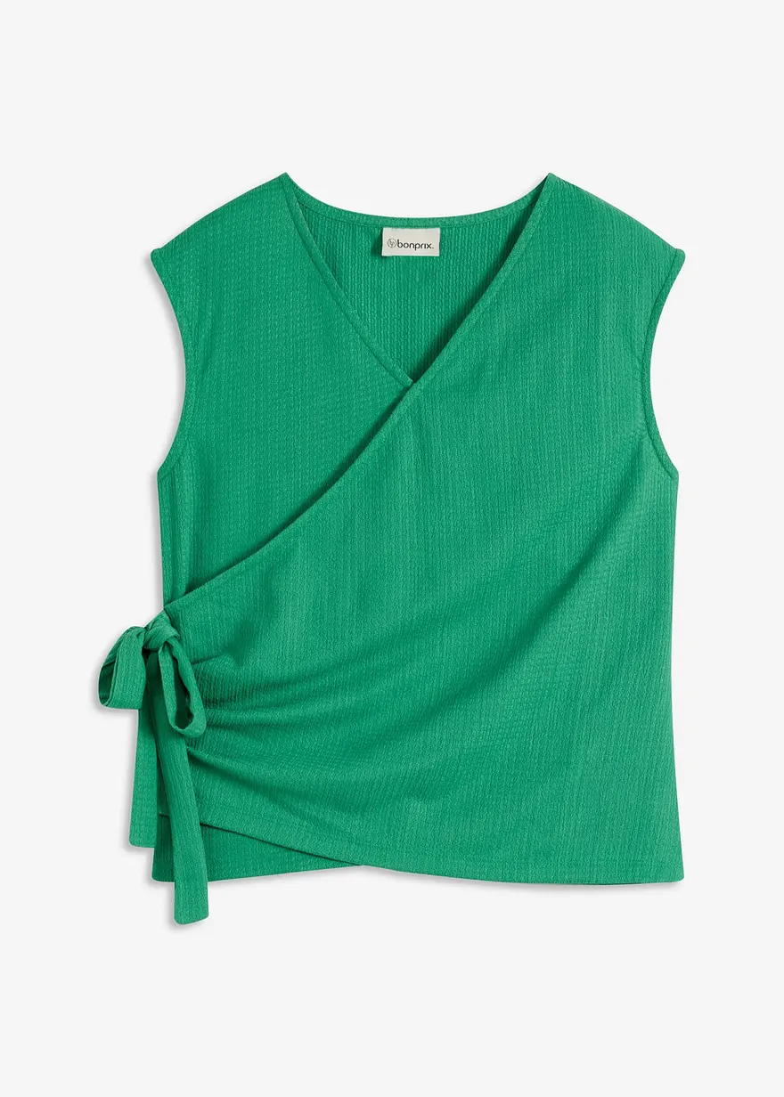 Jerseycrepe-Shirt in Wickeloptik