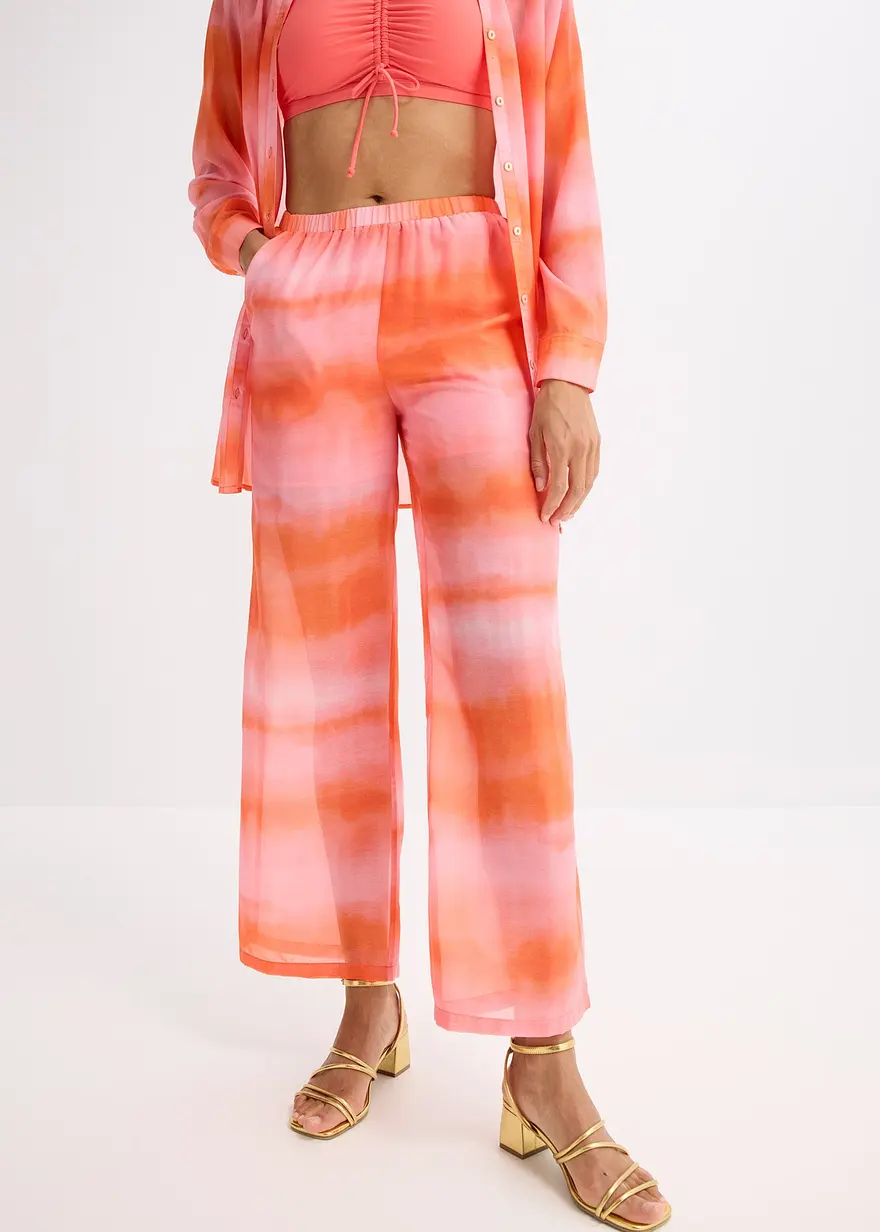 weite Hose mit Batik-Print