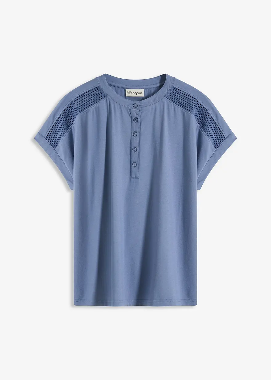 Viskose Shirt mit Spitzeneinsatz