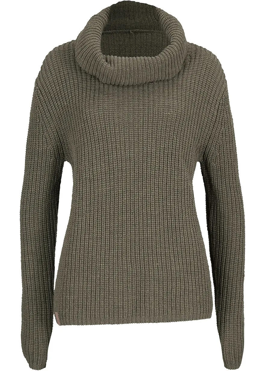 Grobstrick-Pullover mit weitem Kragen
