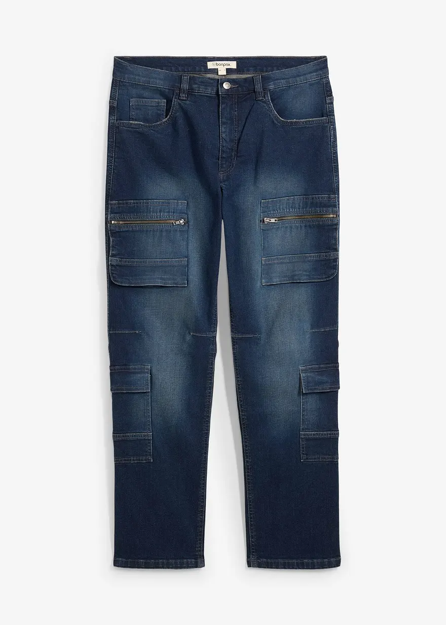 Loose Fit Cargo-Stretch-Jeans, Straight