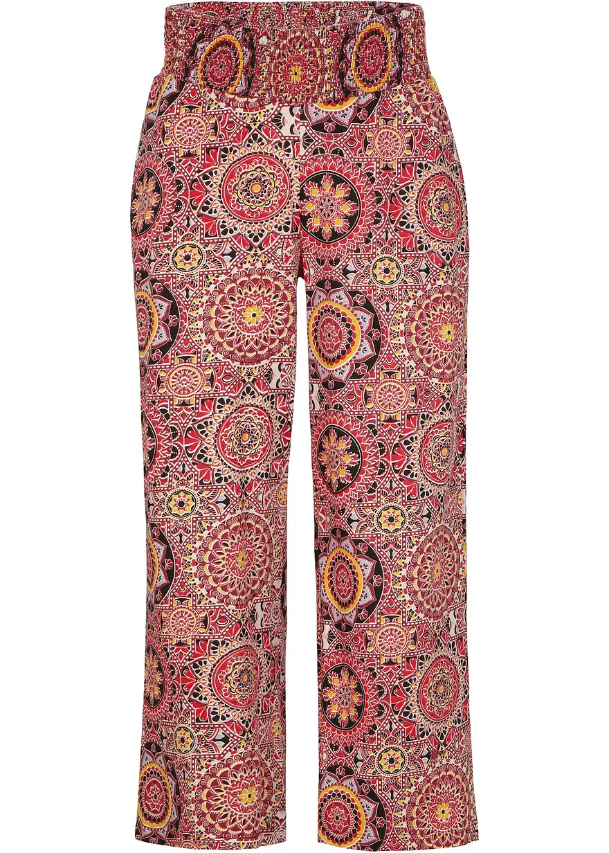 Weite Jersey-Culotte mit breitem Smockbund, 7/8-Länge
