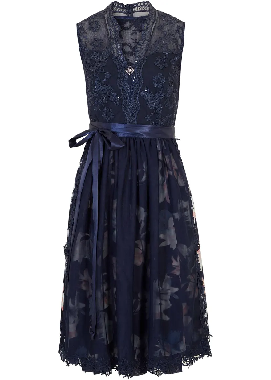 Dirndl mit Stickerei und Samtrock (2-tlg.Set)