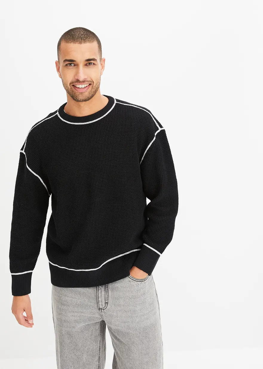 Pullover mit recycelter Baumwolle, Loose Fit