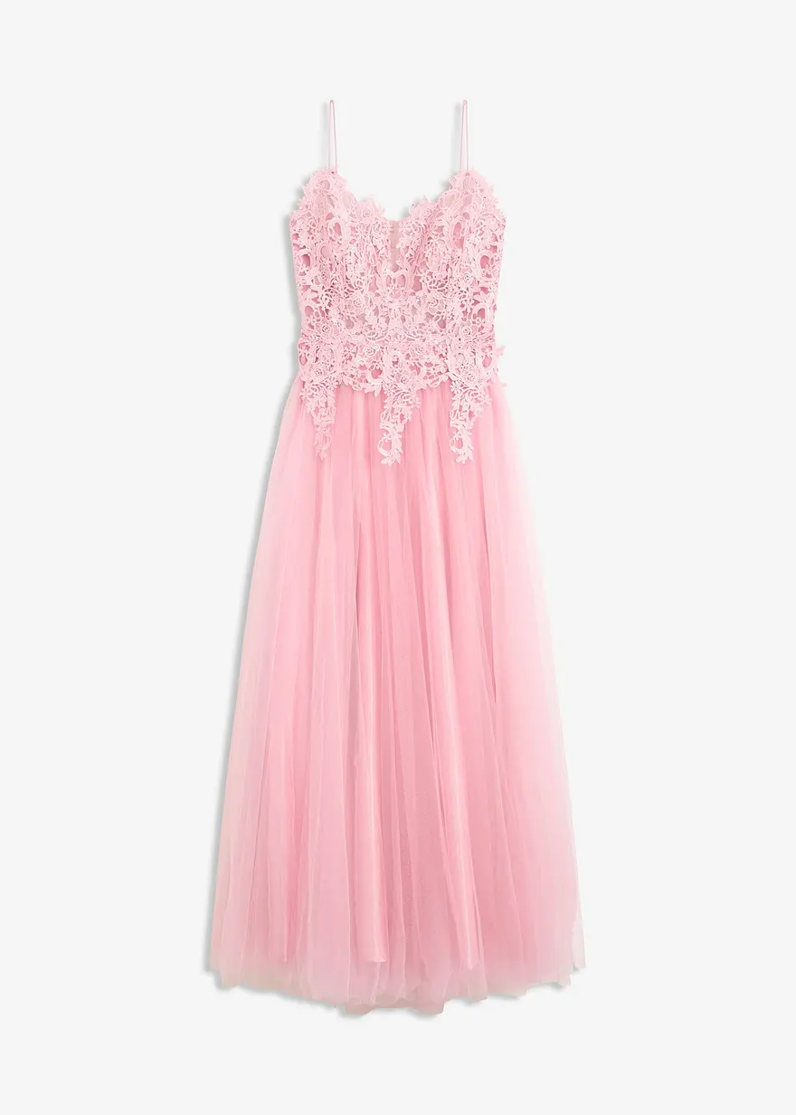 Maxikleid aus zartem Tüll mit Spitze