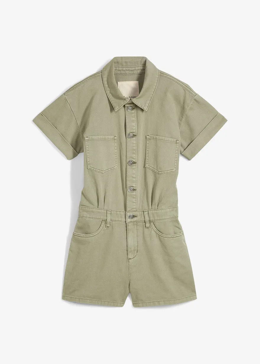 Kurzer Overall aus reiner Baumwolle