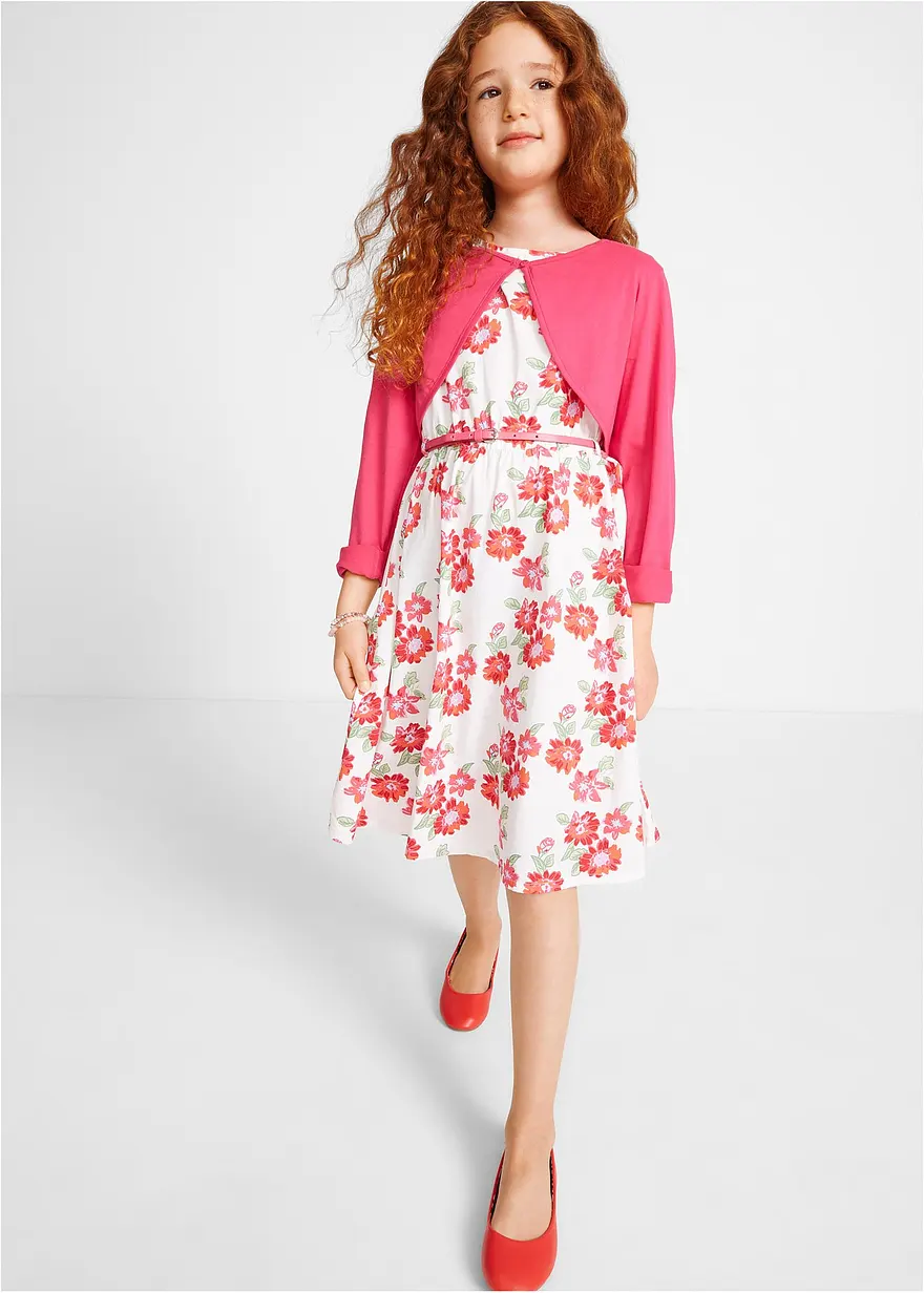 Kleid + Gürtel + Bolero (3-tlg. Set)