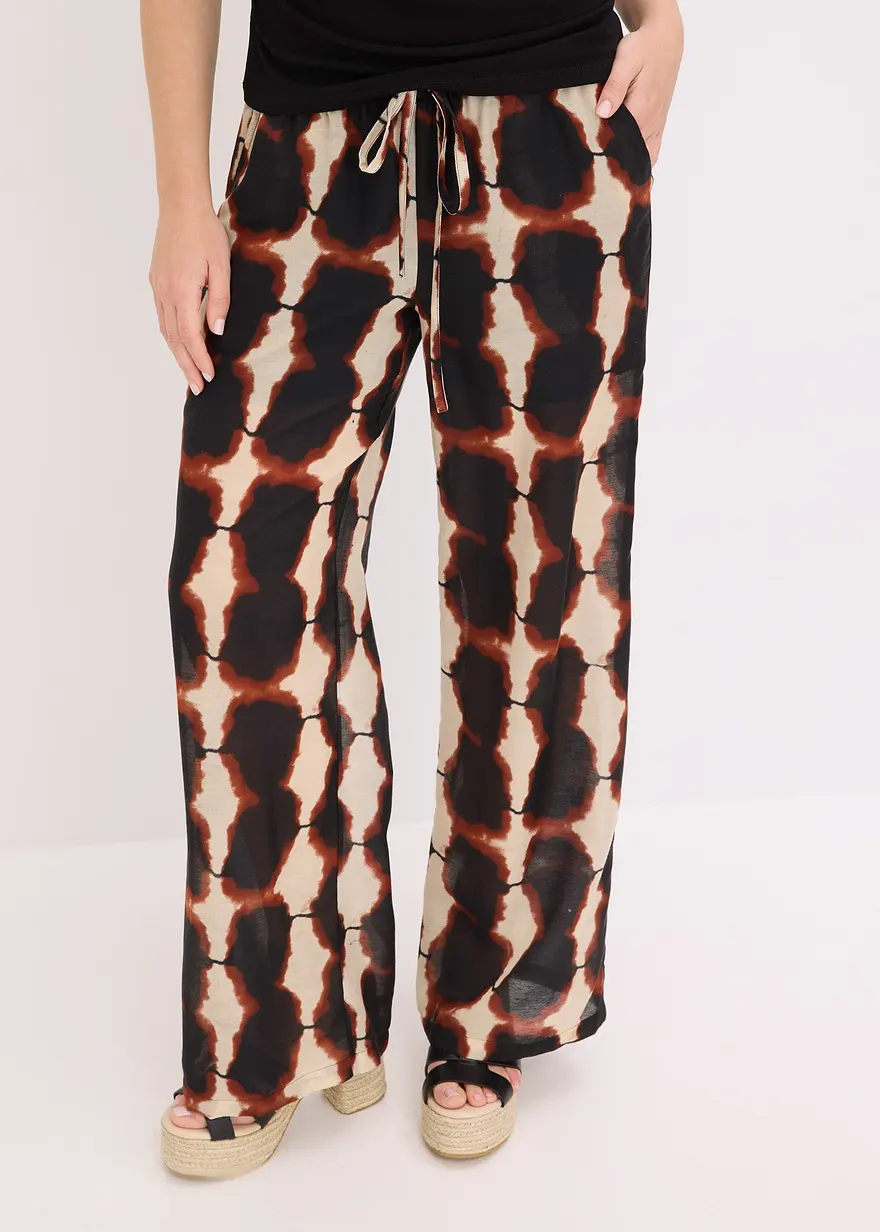 weite Hose mit Batik-Print