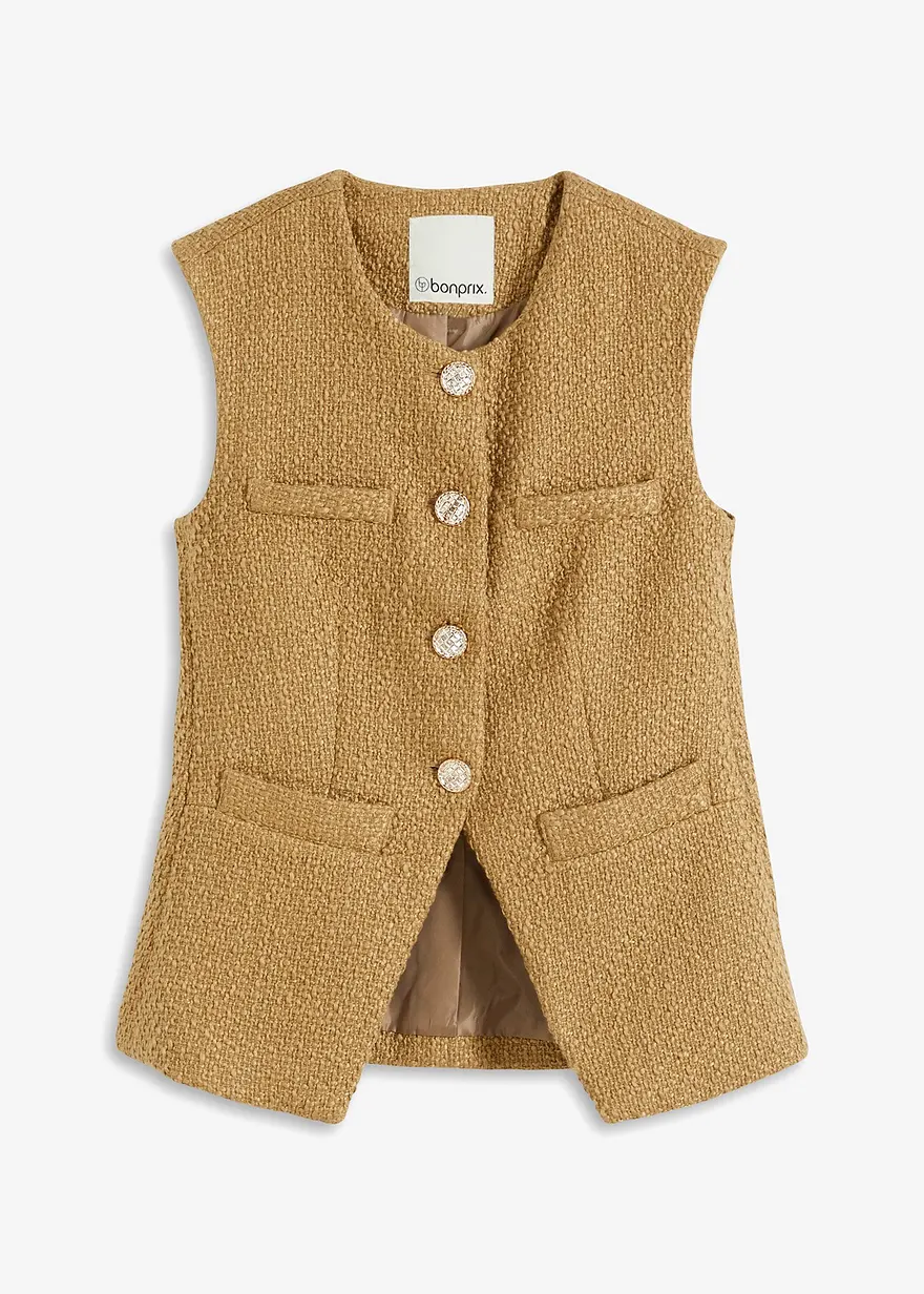 ärmelloser Bouclé-Blazer