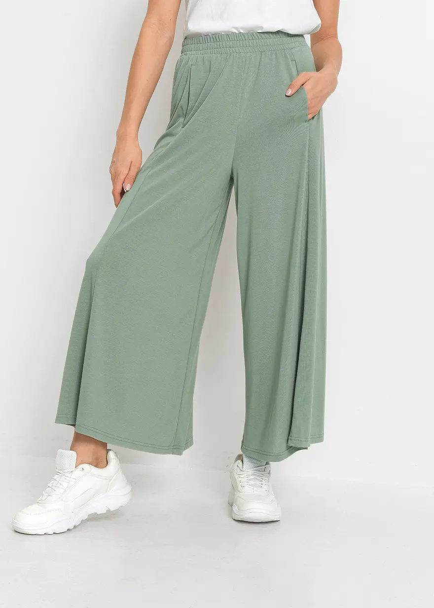 Jersey-Culotte mit weitem Bein