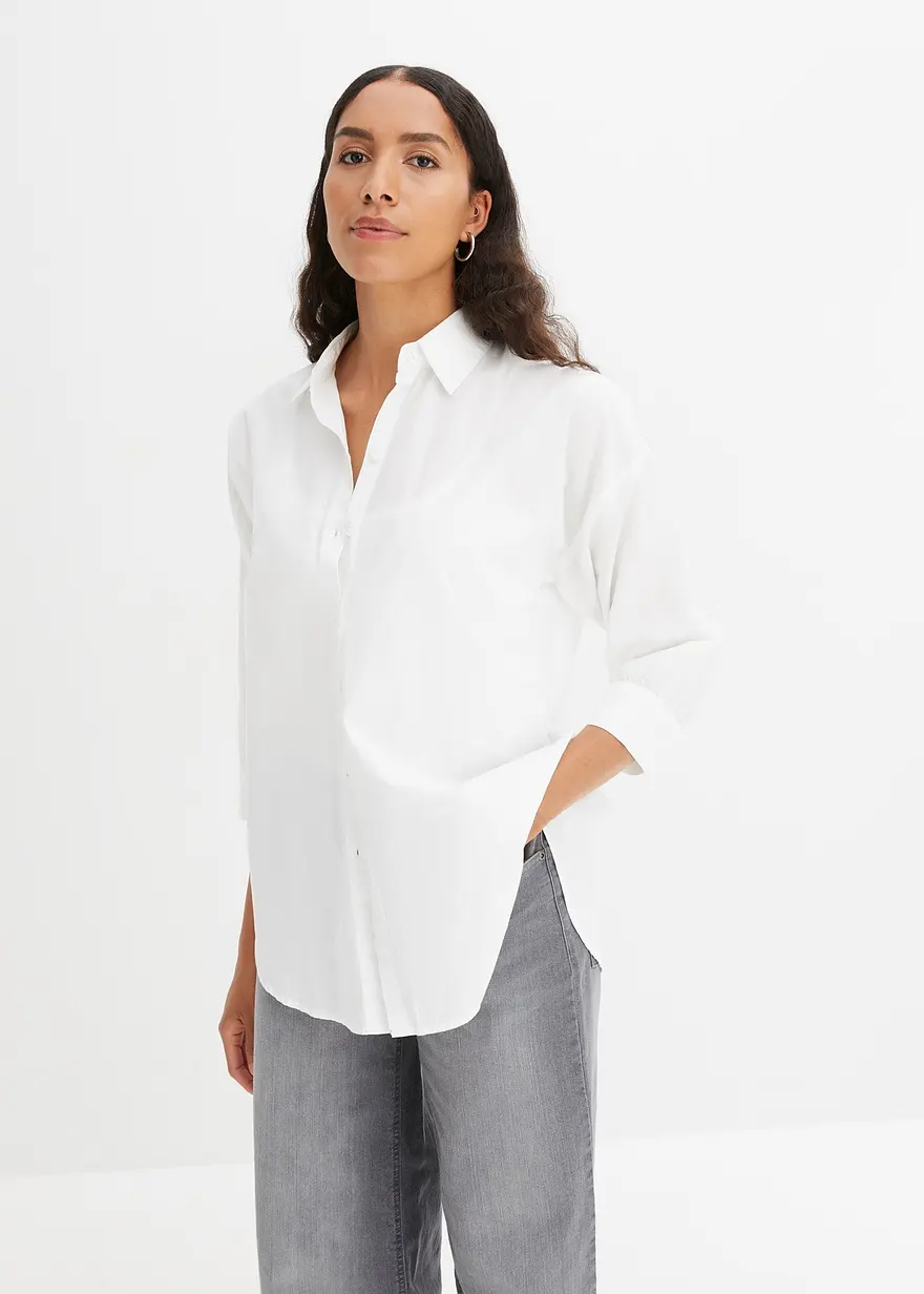 Oversize-Hemd aus Baumwolle mit 3/4 Arm