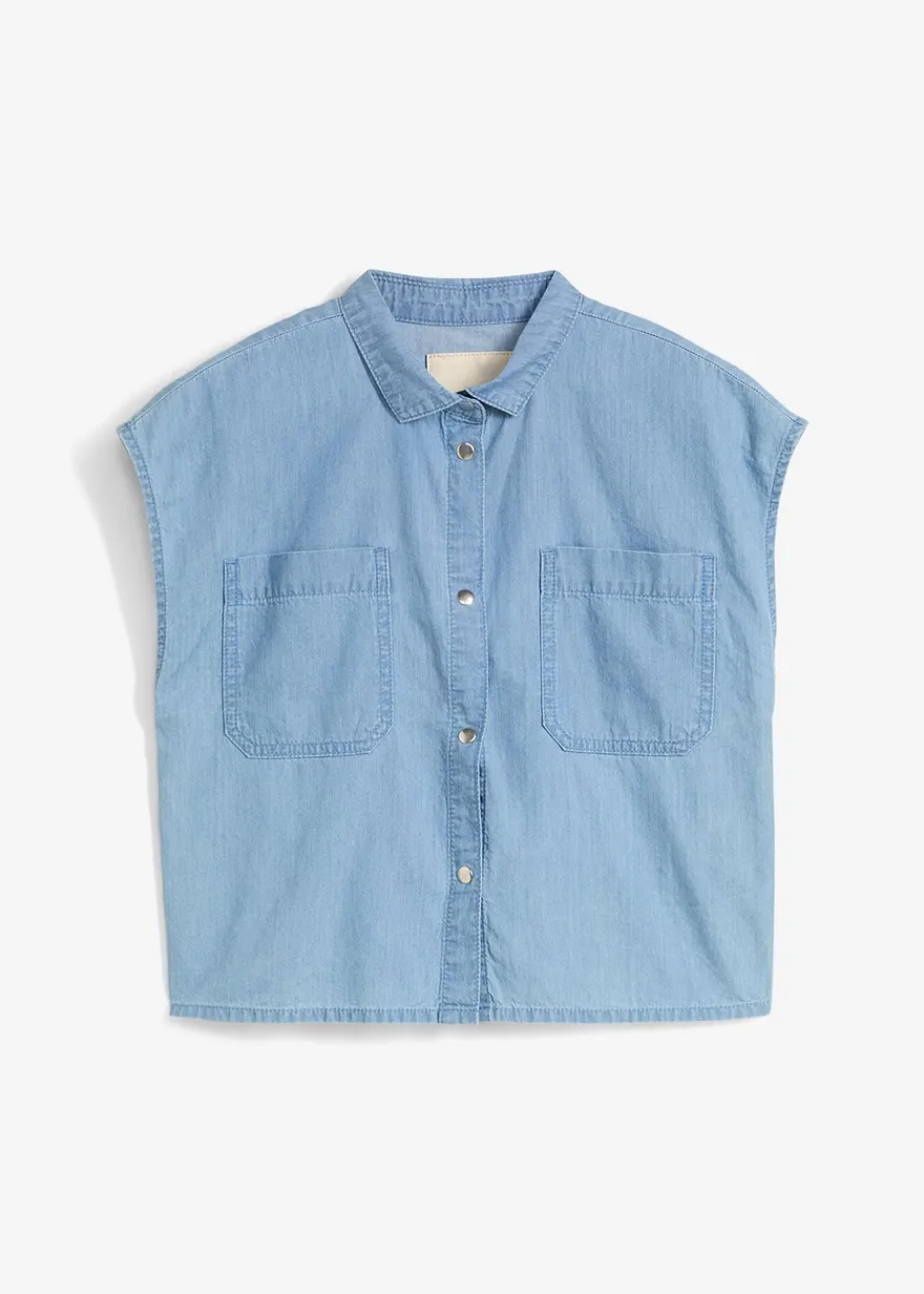 Jeansbluse aus fließender Baumwolle