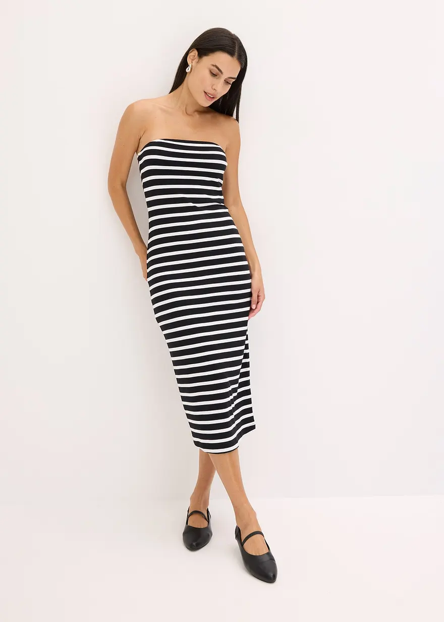 geripptes Bandeau-Kleid