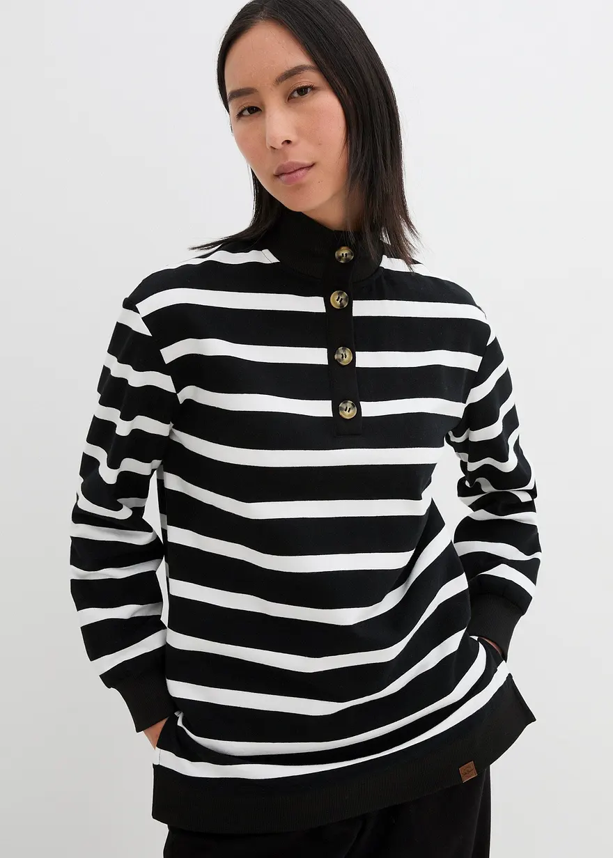 Longsweatshirt mit Troyer-Kragen