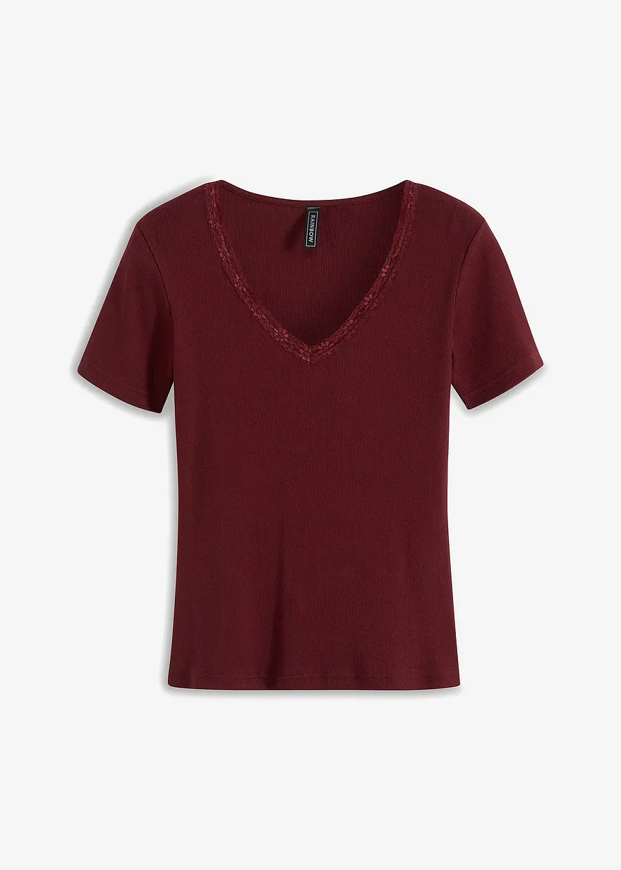 Rippshirt mit Spitze
