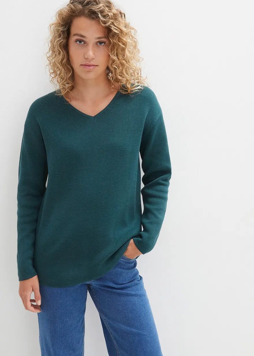 Milano Rib Pullover mit V-Ausschnitt