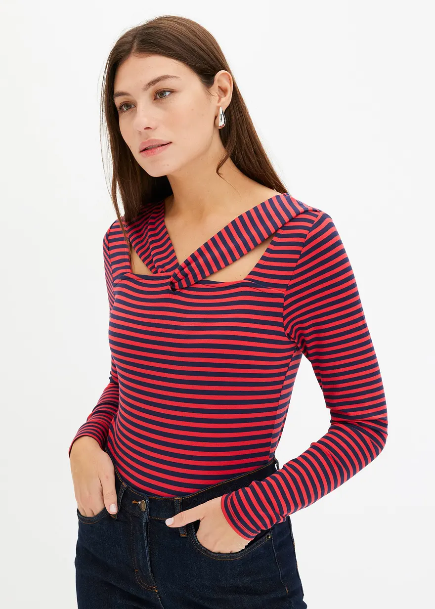 Langarmshirt mit Ausschnittdetail