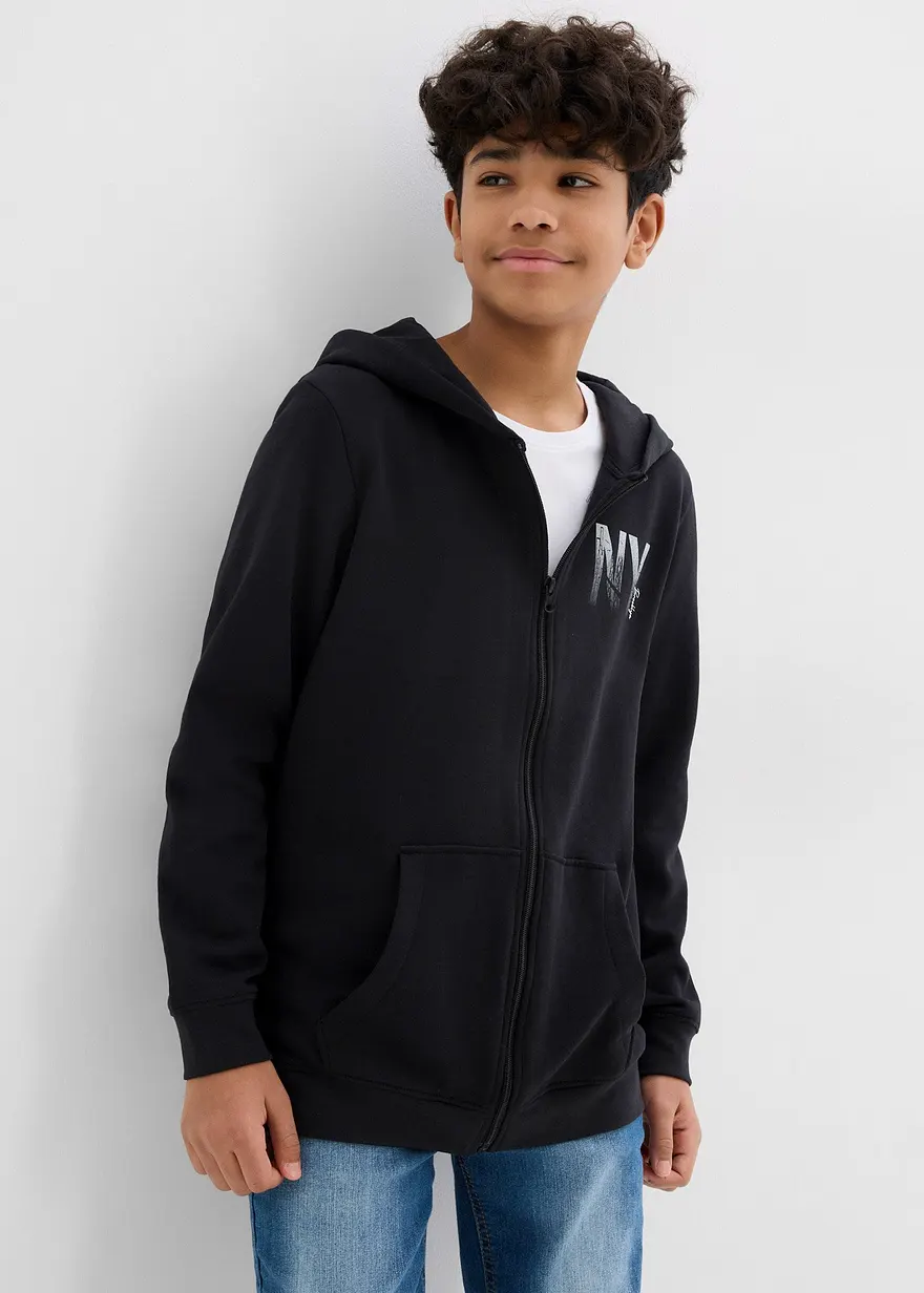 Kapuzen-Sweatjacke aus weichem Baumwoll-Mix