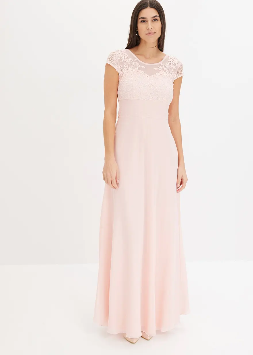 Chiffonkleid mit Spitze und Binde-Detail