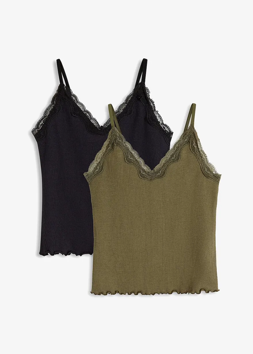 Ripp-Top aus softem Viskose-Mix (2er Pack)