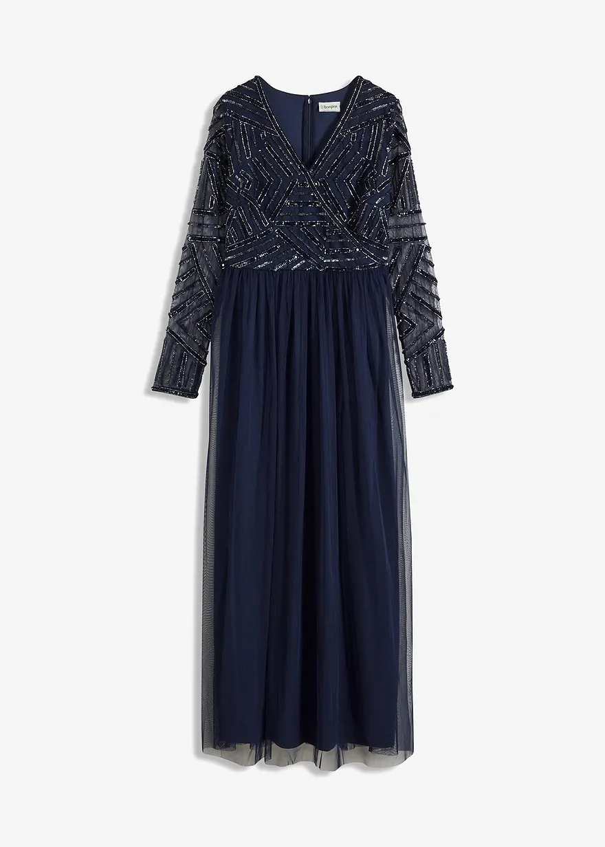 Maxikleid mit Pailettenstickerei