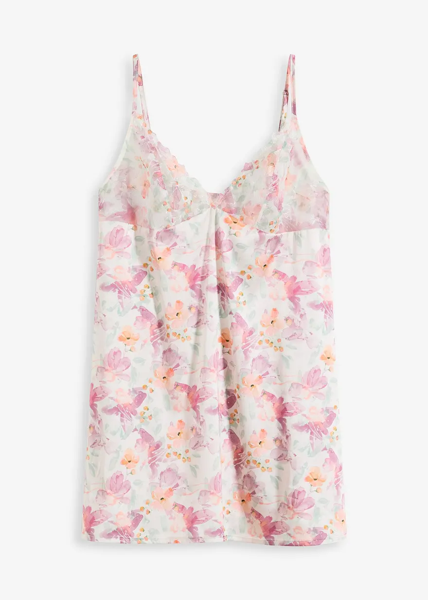 Satin Negligé mit bedruckter Stickerei