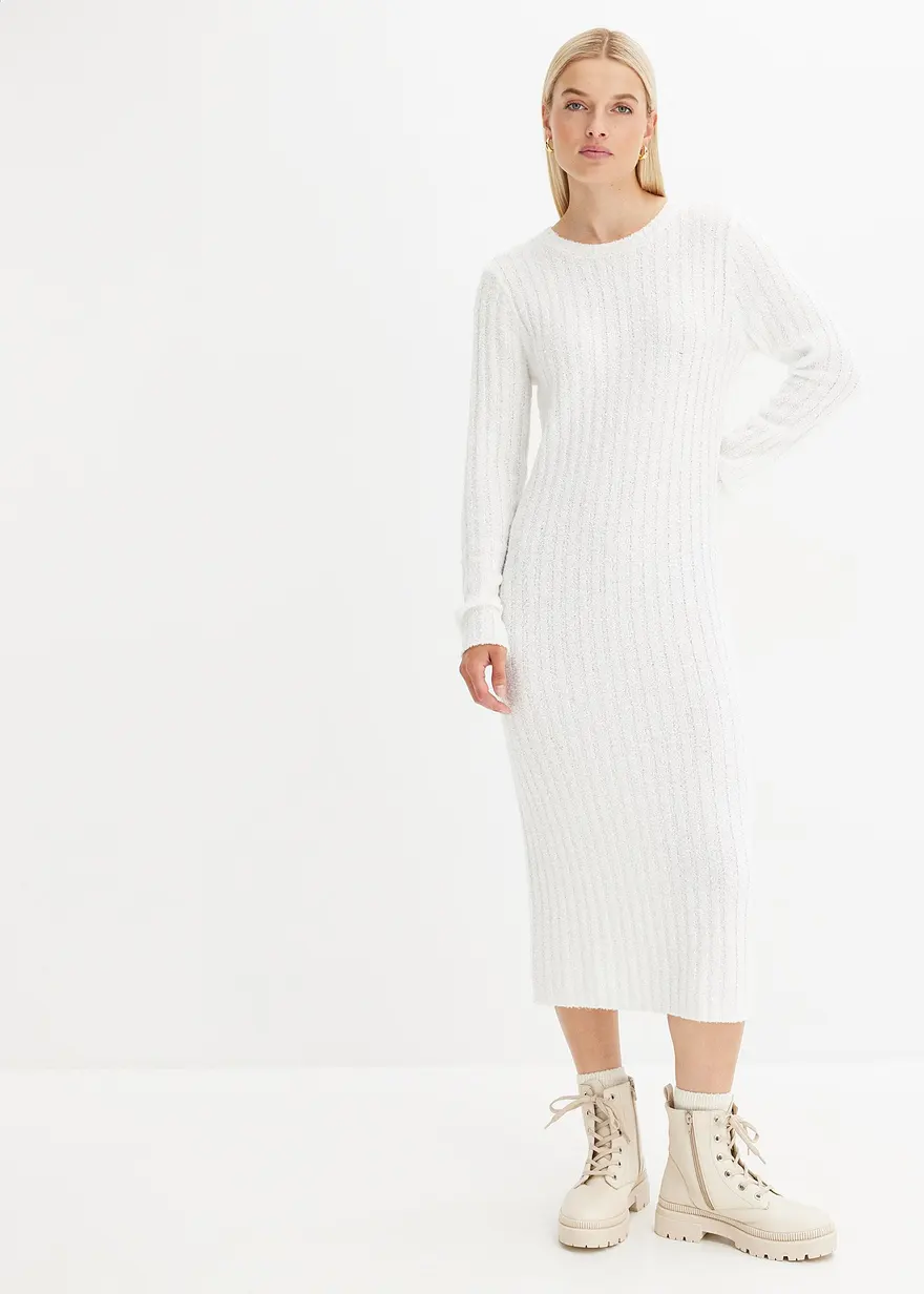 Geripptes Strickkleid