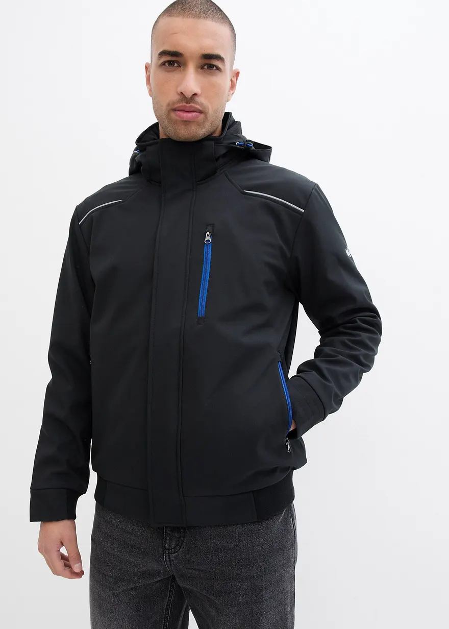 Softshelljacke in Blousonform mit Kapuze