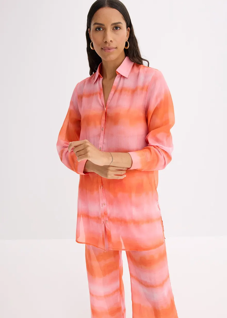 Longbluse mit Batik-Print