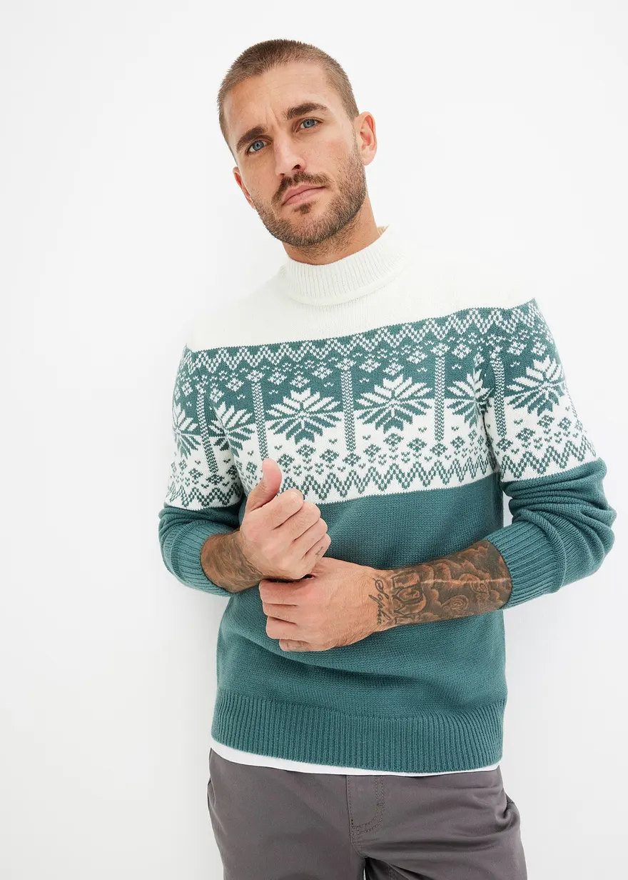 Norweger-Pullover mit Stehkragen