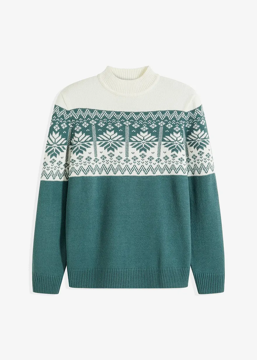Norweger-Pullover mit Stehkragen