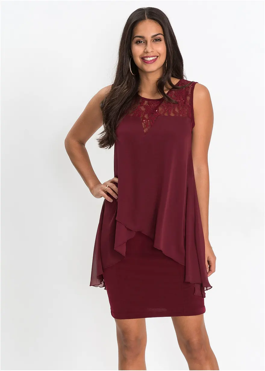 Jerseykleid mit Chiffon