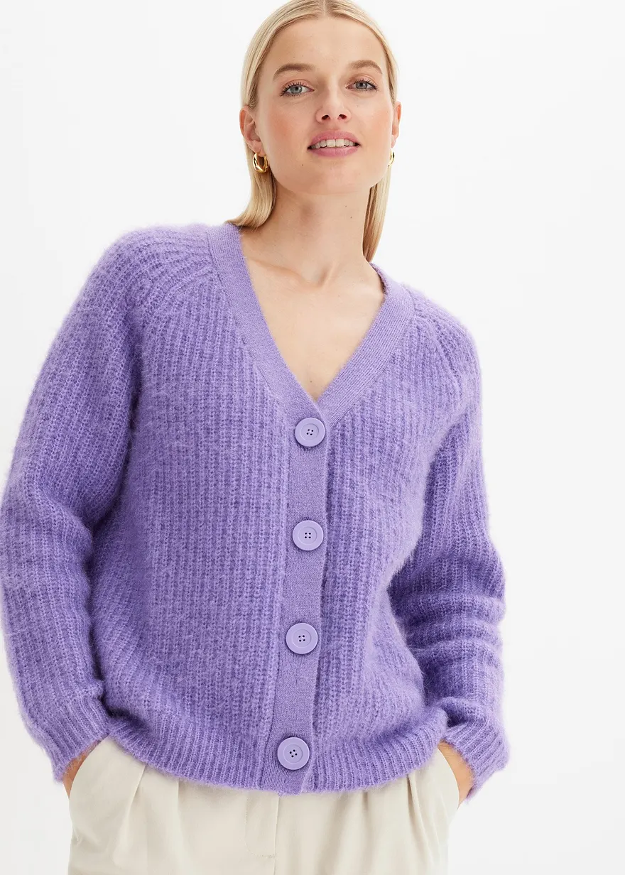 Gerippte Strickjacke
