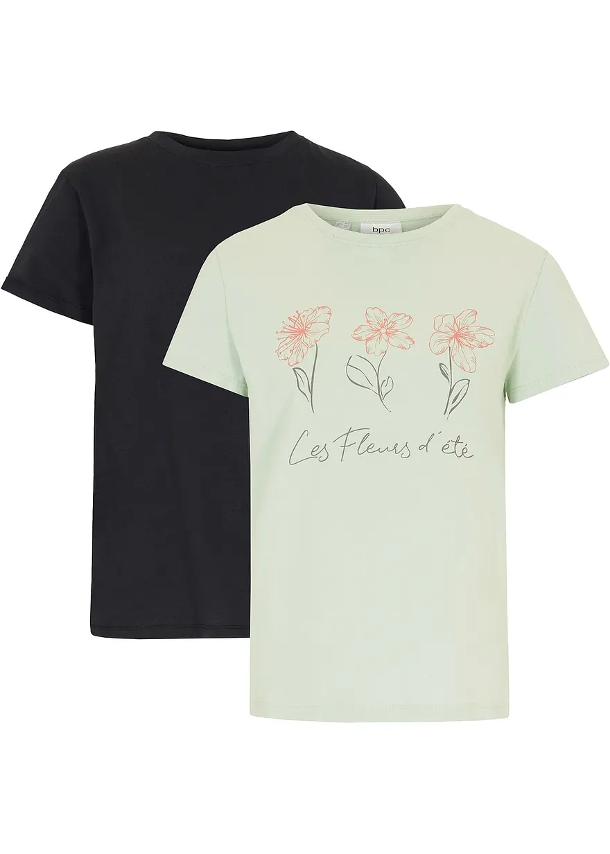 Basic T-Shirt mit Druck (2er Pack)