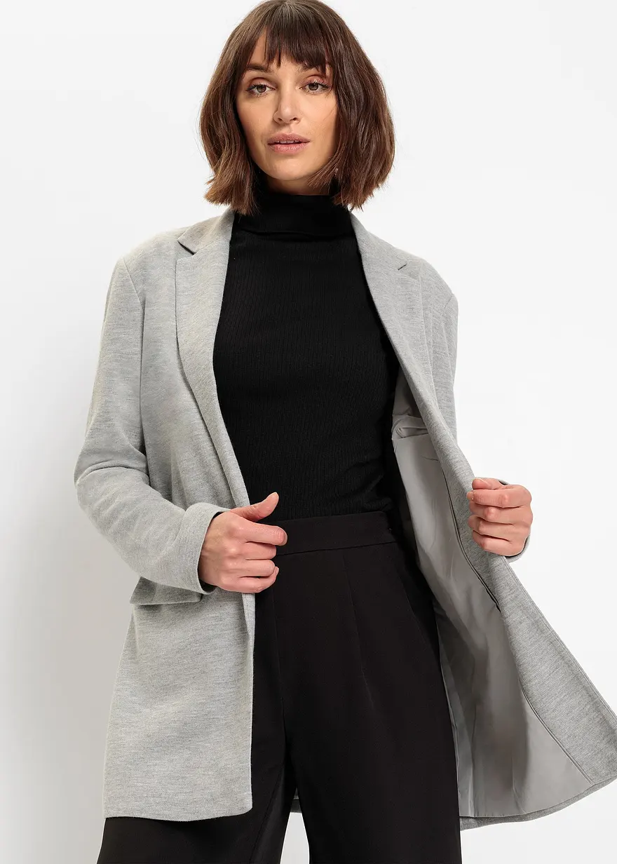 Langer Jersey-Blazer mit Taschen