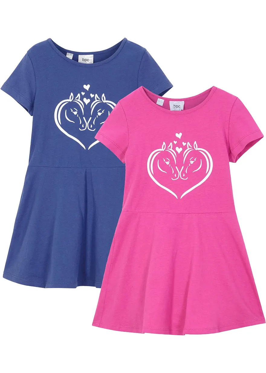 Jerseykleid aus reiner Bio-Baumwolle (2er Pack)