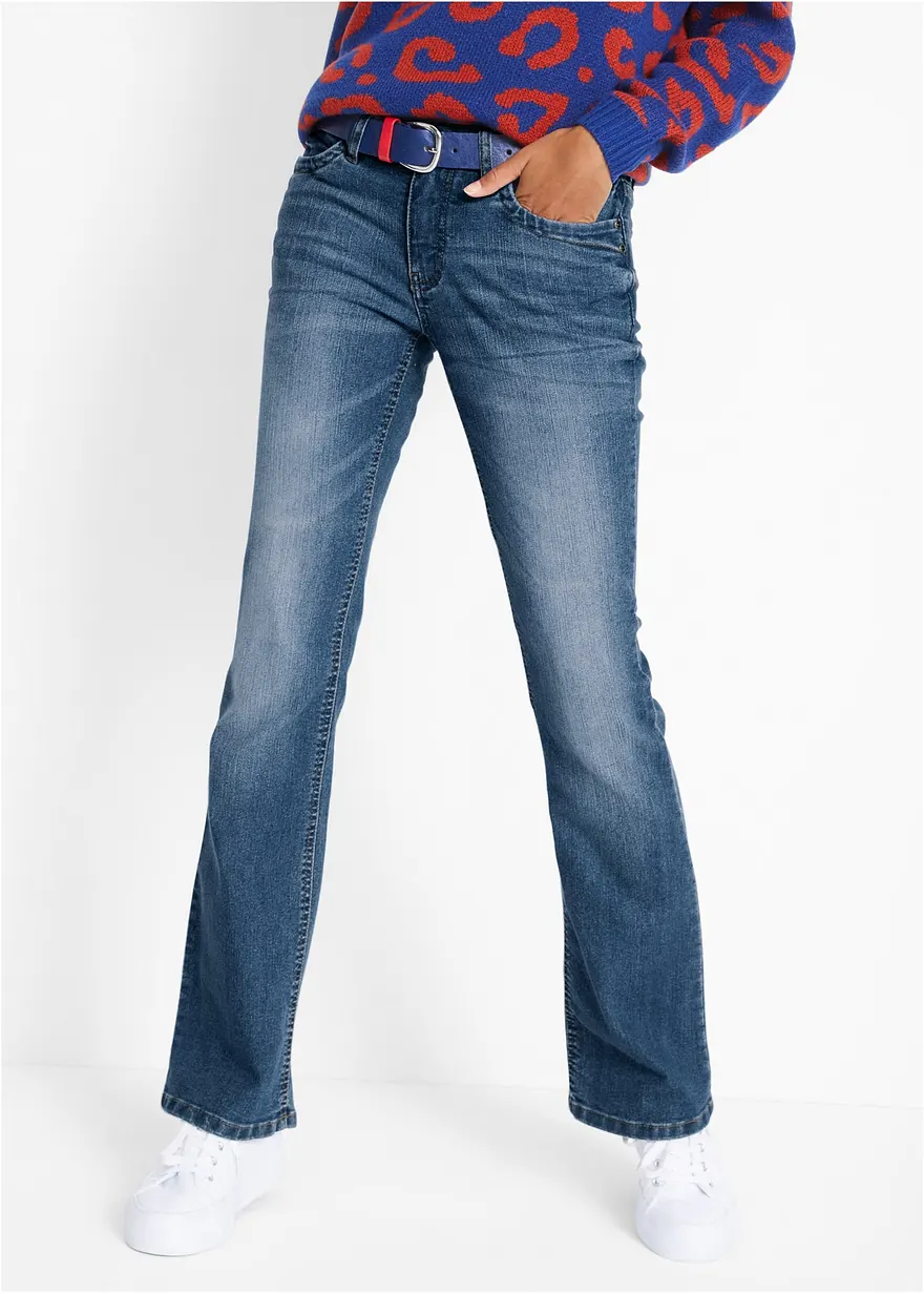 Bootcut-Jeans Mid Waist, Komfort-Stretch