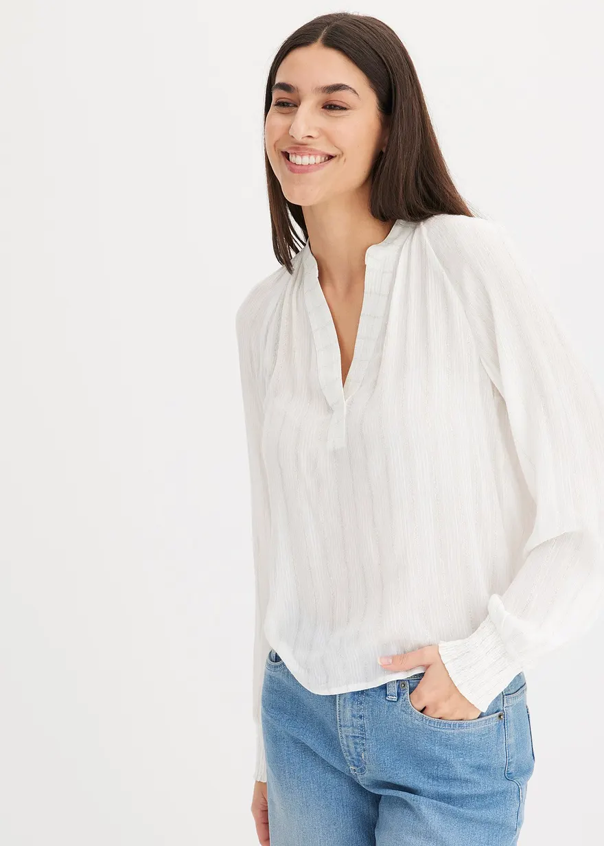 Crinkle-Bluse mit Lurex